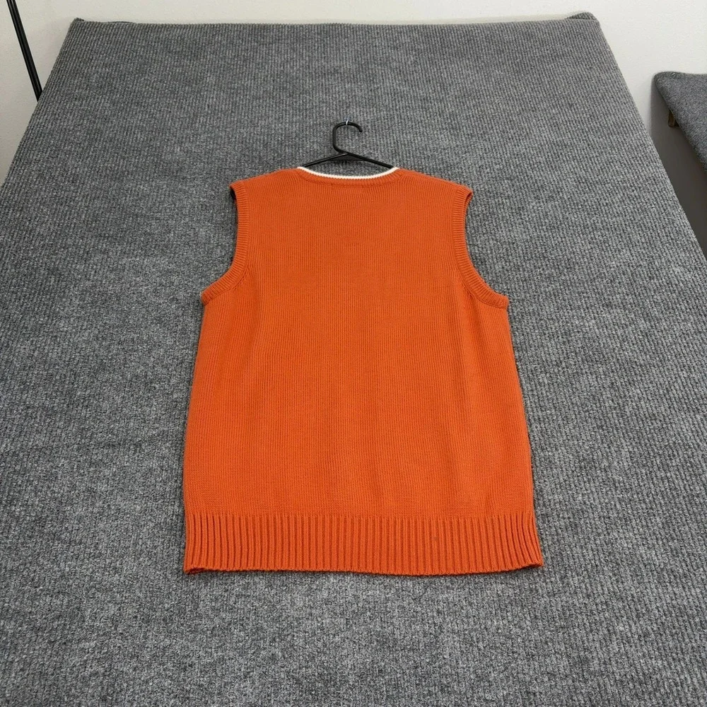 Southpole Sweater Vest Mens L Orange Acrylic Cable Knit V-Neck Preppy Streetwear